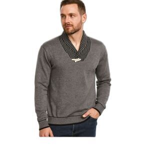 Coofandy SHAWL collared toggle detail pullover GRAY sweater XL